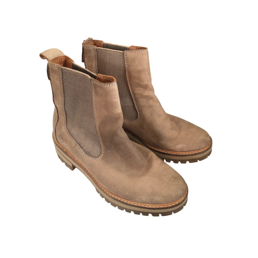 Timberland Courmayeur Valley Taupe Nubuck Leather Chelsea Boots Women's 8 *flaw*